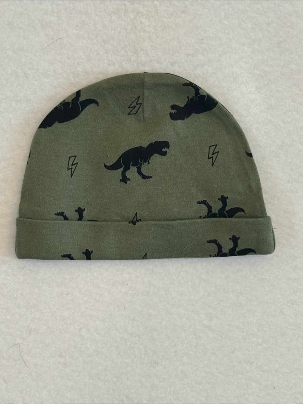 Kids Olive Green Dinosaur Beanie Hat